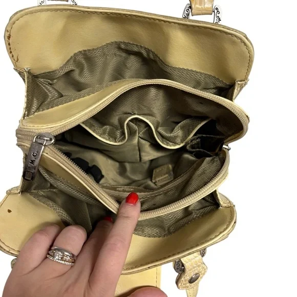 M.C. Yellow Croc Leather Shoulder Bag - Picture 7 of 10